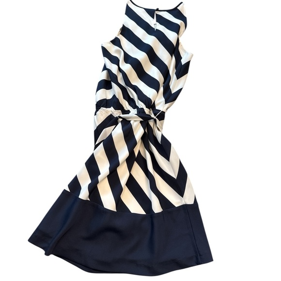 Striped Navy and Ivory Lined Halter Dress - Picture 4 of 4
